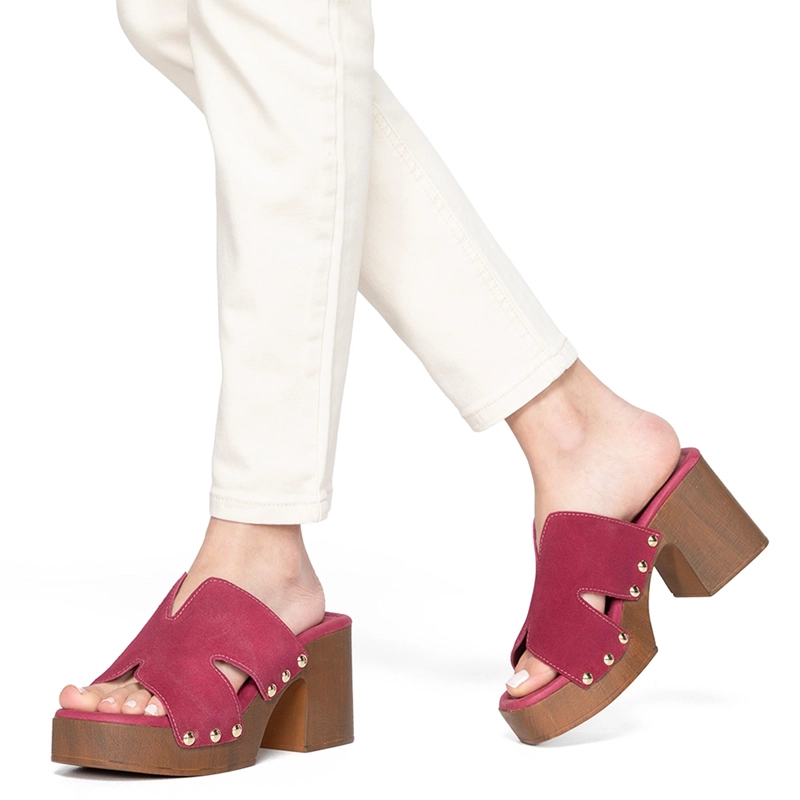 SANDALIAS MUJER GACEL GUINDA DAISY CUERO - 7