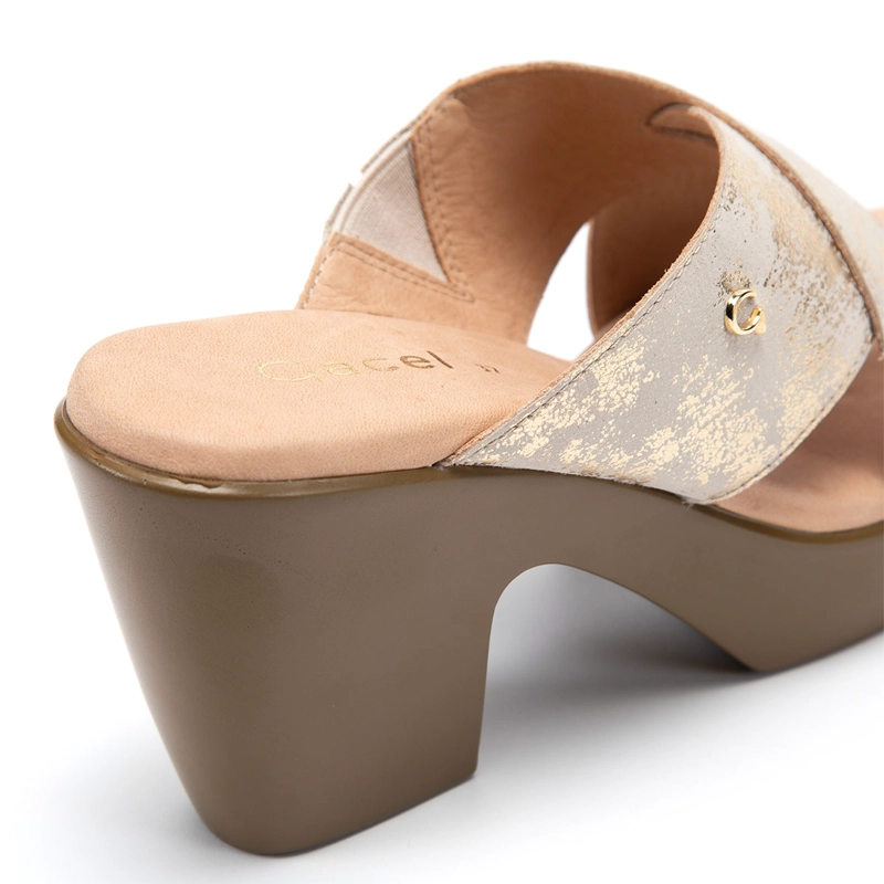SANDALIAS MUJER GACEL DORADO DALIA CUERO - 6
