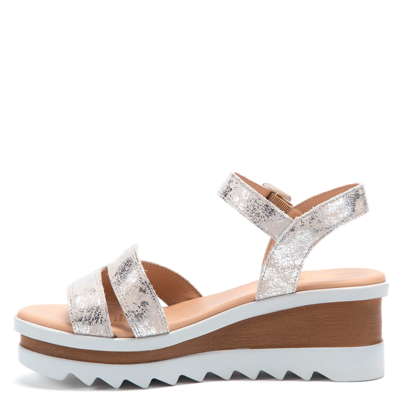 SANDALIAS MUJER GACEL PLATEADA DILETTA CUERO - 2