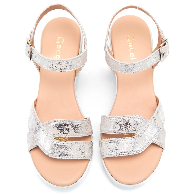 SANDALIAS MUJER GACEL PLATEADA DILETTA CUERO - 3