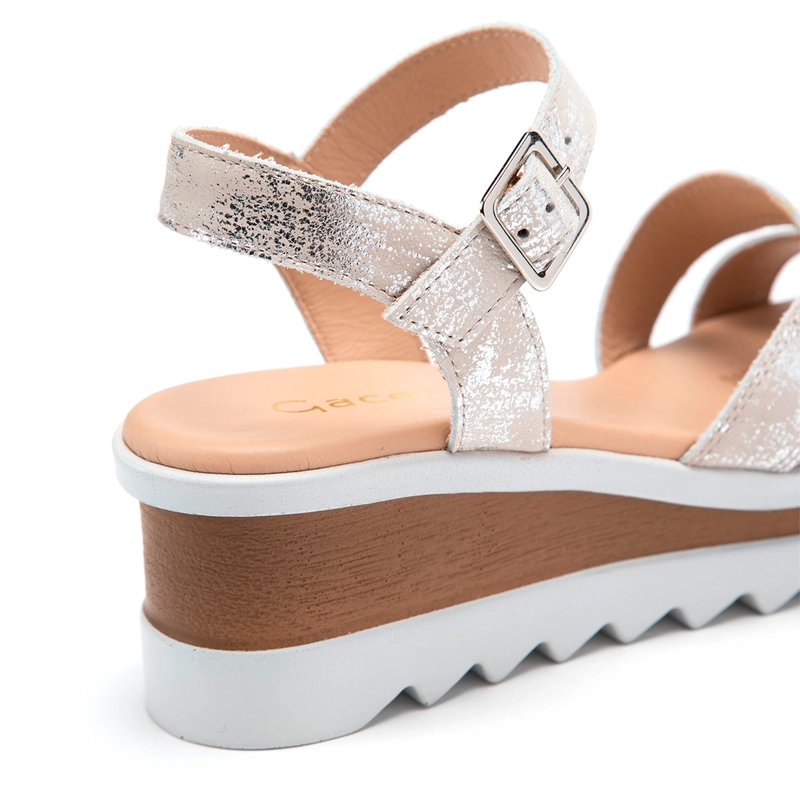 SANDALIAS MUJER GACEL PLATEADA DILETTA CUERO - 6
