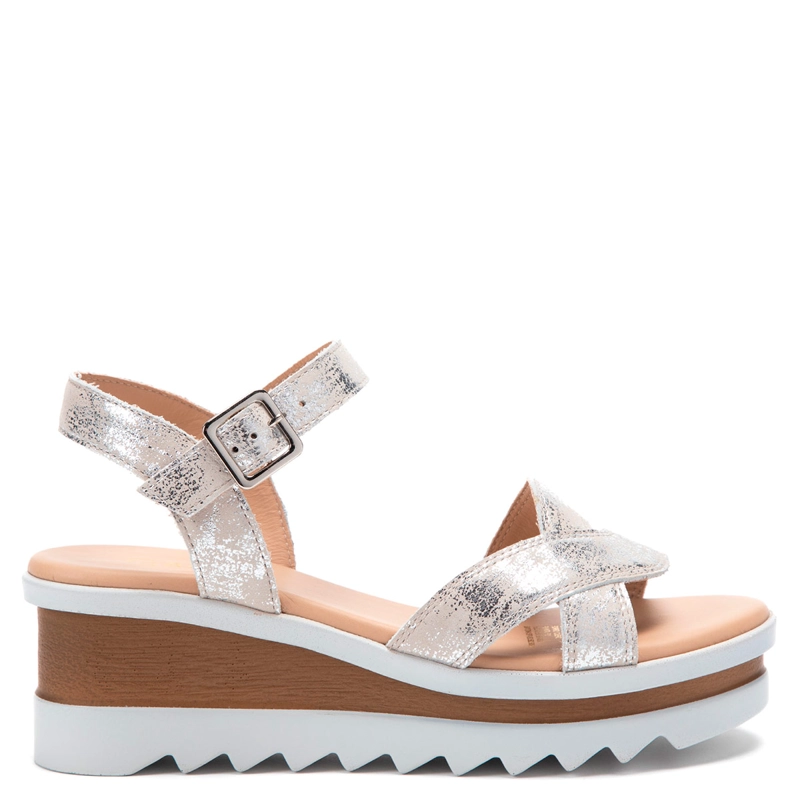 SANDALIAS MUJER GACEL PLATEADA DILETTA CUERO - 1