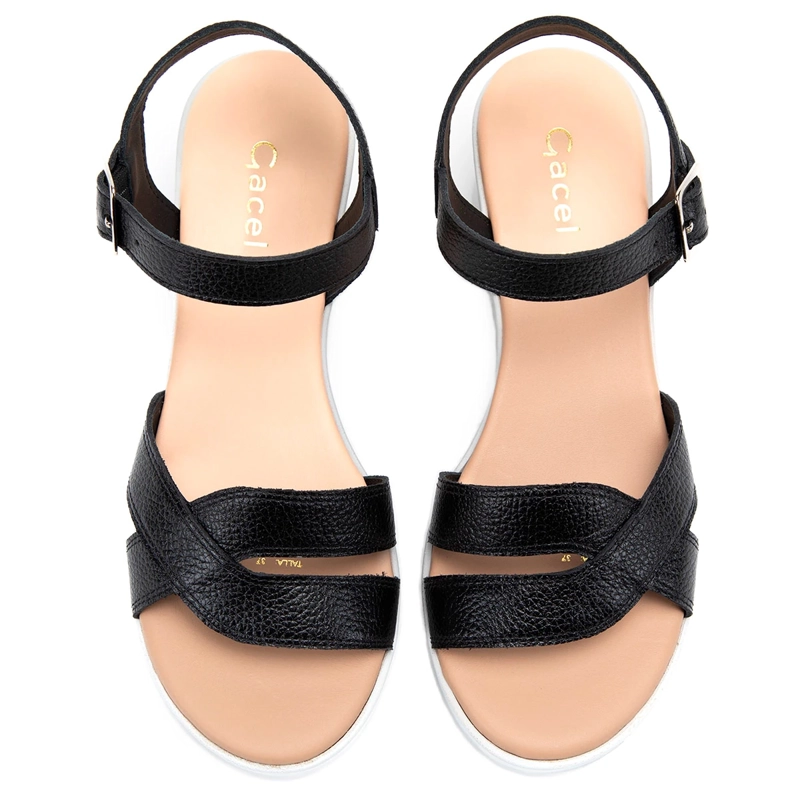 SANDALIAS MUJER GACEL NEGRO DILETTA CUERO - 3