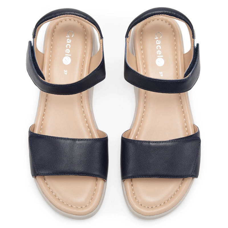 SANDALIAS MUJER GACEL AZUL MARINO DOROTHY CUERO - 3