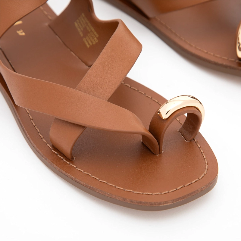 SANDALIAS MUJER GACEL CAFÉ JESU CUERO - 5