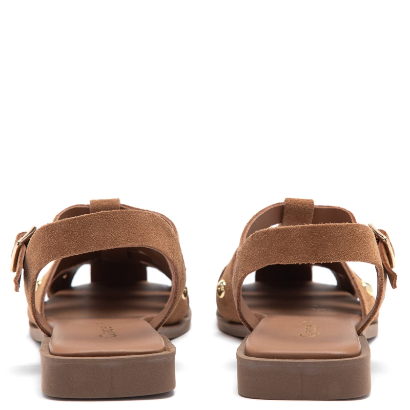 SANDALIAS MUJER GACEL CAMEL KARI CUERO - 4