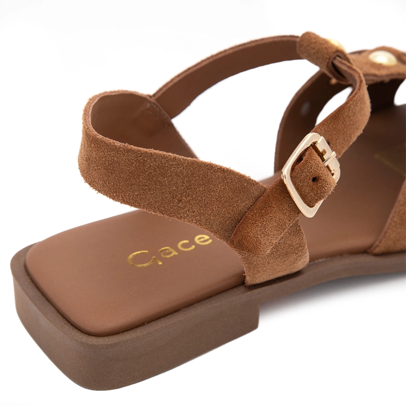SANDALIAS MUJER GACEL CAMEL KARI CUERO - 6