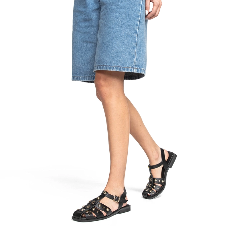 SANDALIAS MUJER GACEL NEGRO KARI CUERO - 7