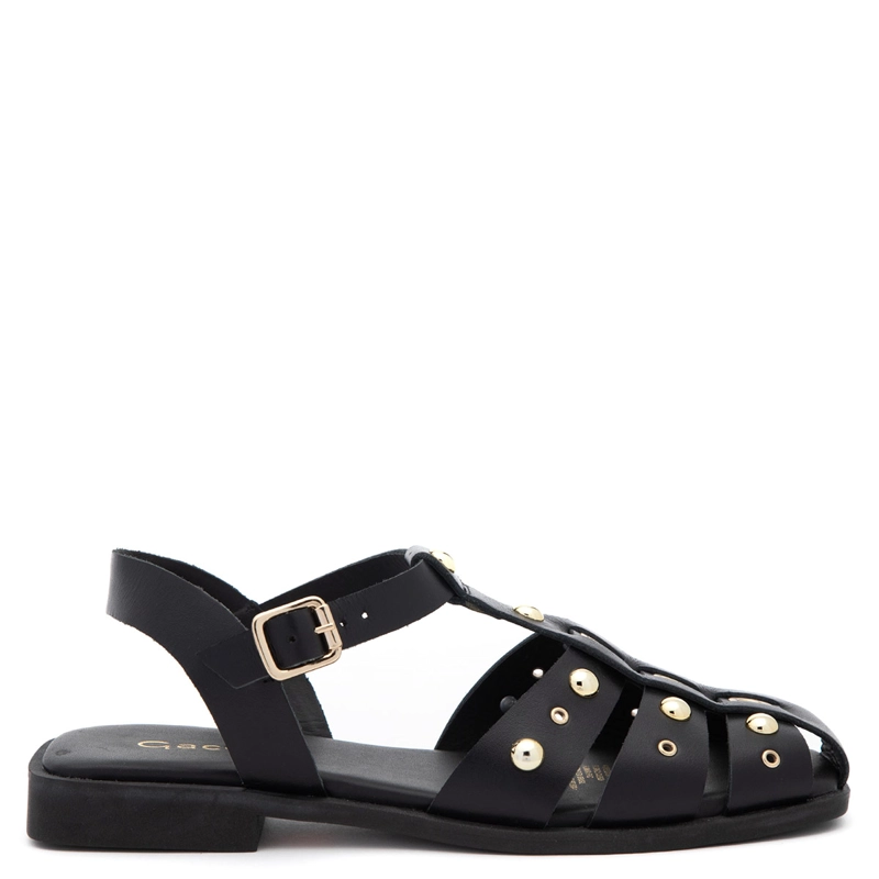SANDALIAS MUJER GACEL NEGRO KARI CUERO - 1