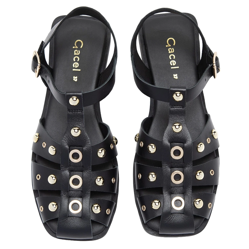 SANDALIAS MUJER GACEL NEGRO KARI CUERO - 3