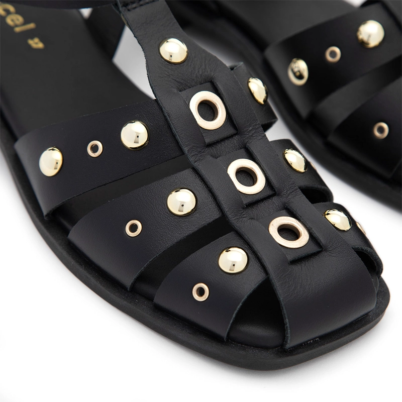 SANDALIAS MUJER GACEL NEGRO KARI CUERO - 5