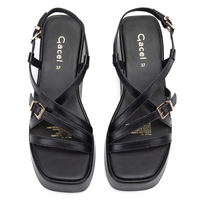 SANDALIAS MUJER GACEL NEGRO XIME  CUERO - 3