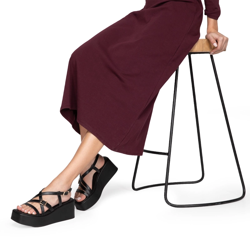 SANDALIAS MUJER GACEL NEGRO XIME  CUERO - 7