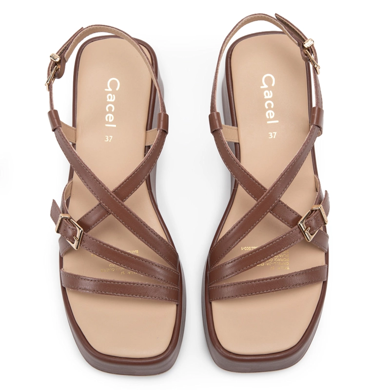 SANDALIAS MUJER GACEL CHOCOLATE XIME  CUERO - 3