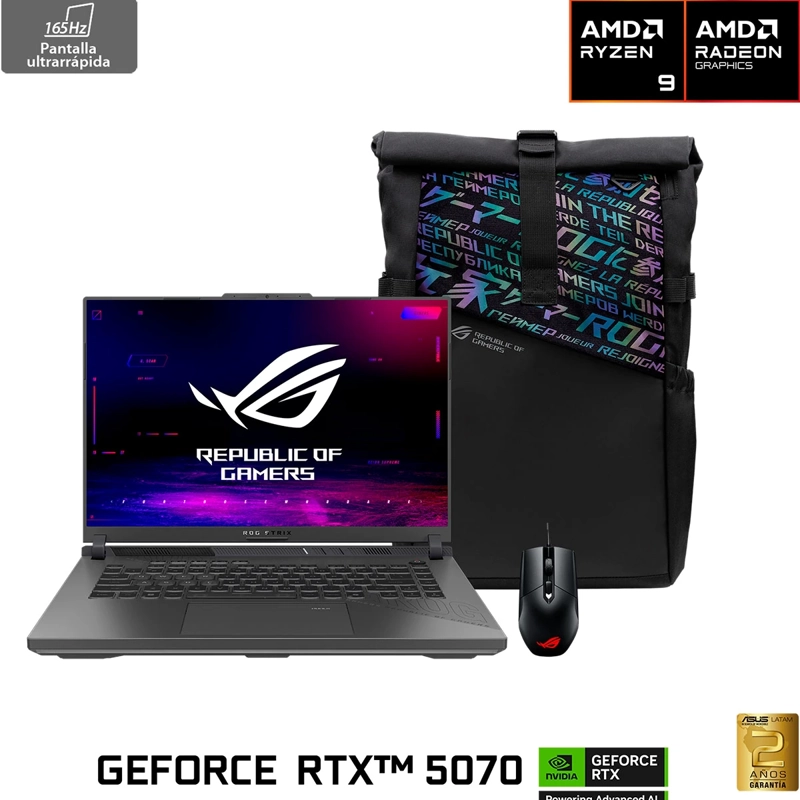 NOTEBOOK ASUS ROG STRIX G16 AMD RYZEN 9 16GB RAM 1TB SSD NVIDIA RTX 5070 16”