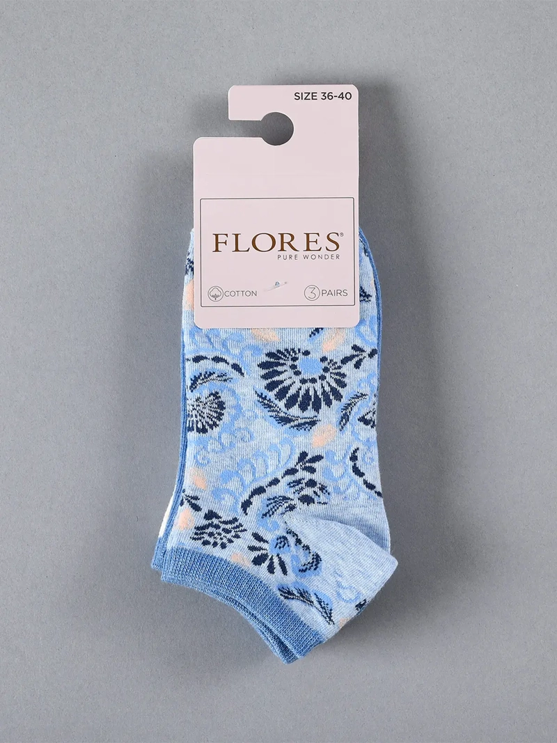 PACK X3 CALCETINES MUJER FLORES ALGODÓN CORTO - 2