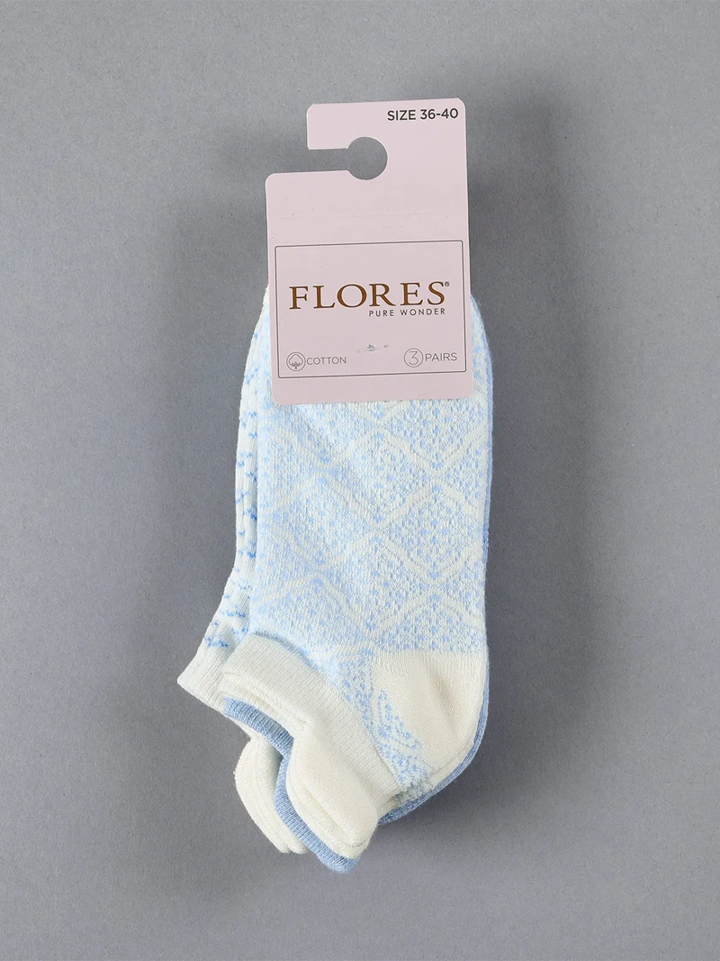 PACK X3 CALCETINES MUJER FLORES ALGODÓN CORTO - 2
