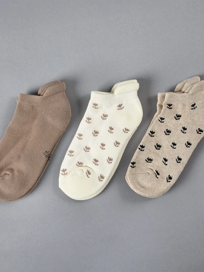PACK X3 CALCETINES MUJER FLORES ALGODÓN CORTO - 1