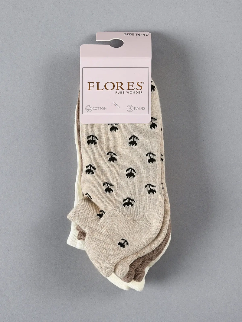 PACK X3 CALCETINES MUJER FLORES ALGODÓN CORTO - 2