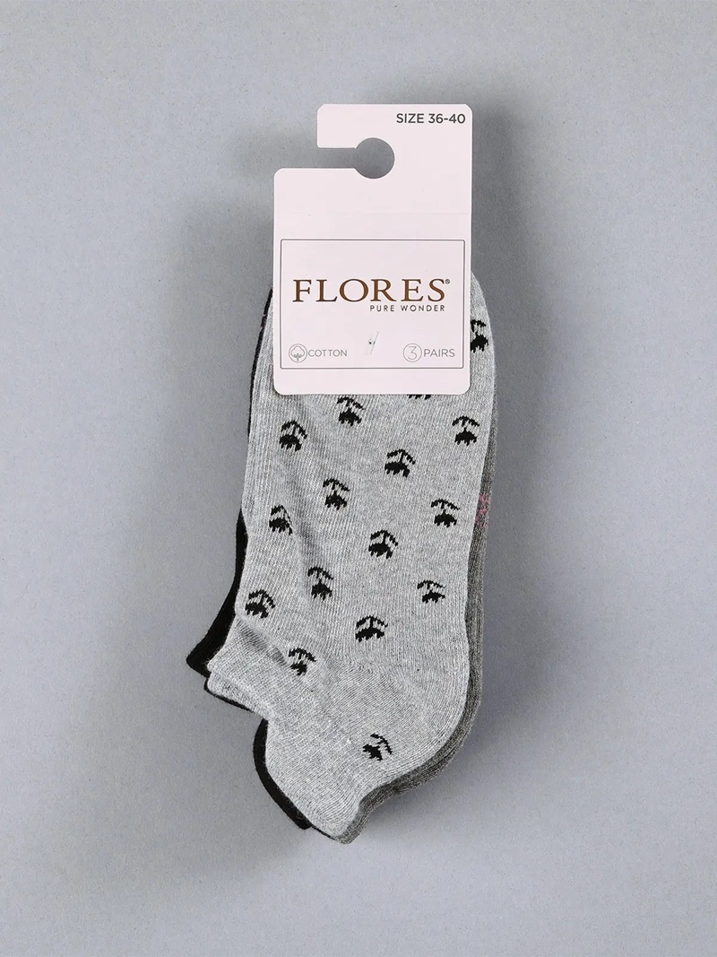 PACK X3 CALCETINES MUJER FLORES ALGODÓN CORTO - 2