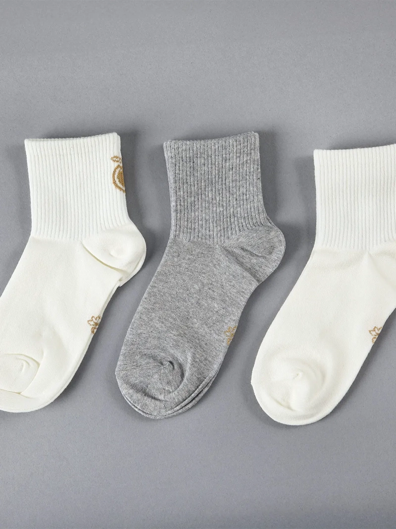 PACK X3 CALCETINES MUJER FLORES ALGODÓN QUARTER - 1