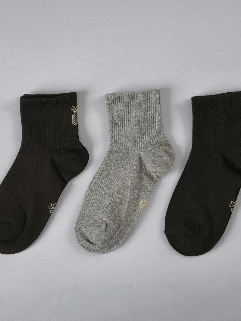 PACK X3 CALCETINES MUJER FLORES ALGODÓN QUARTER - 1