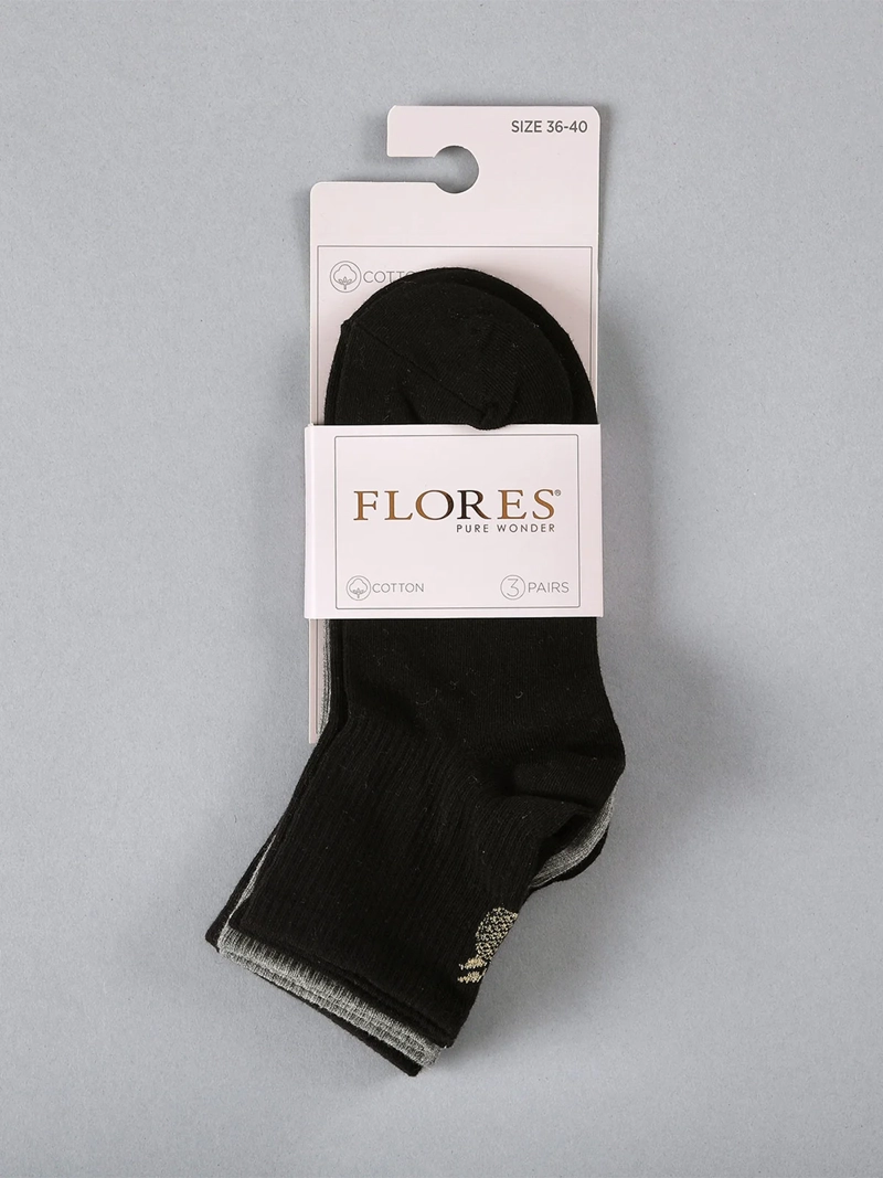 PACK X3 CALCETINES MUJER FLORES ALGODÓN QUARTER - 2