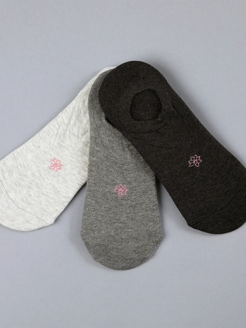 PACK X3 CALCETINES MUJER FLORES ALGODÓN QUARTER - 1