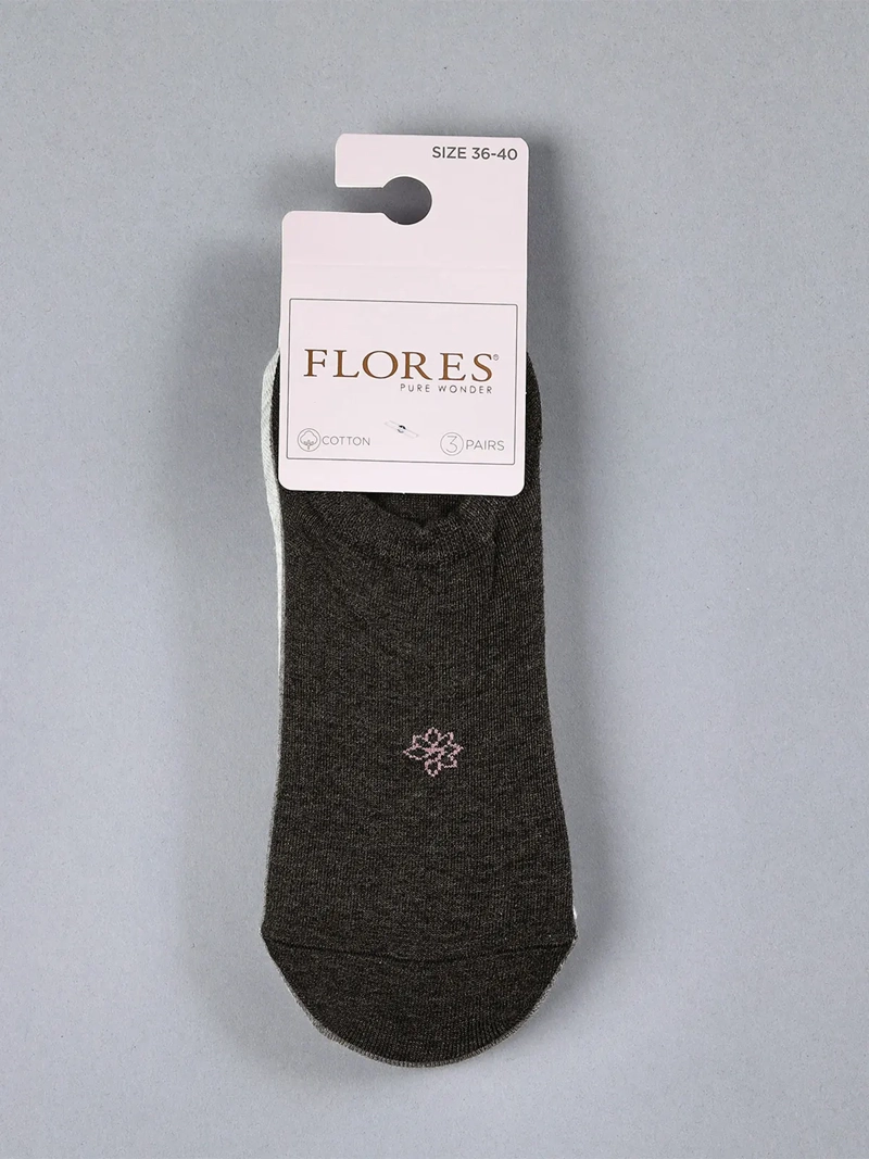 PACK X3 CALCETINES MUJER FLORES ALGODÓN QUARTER - 2