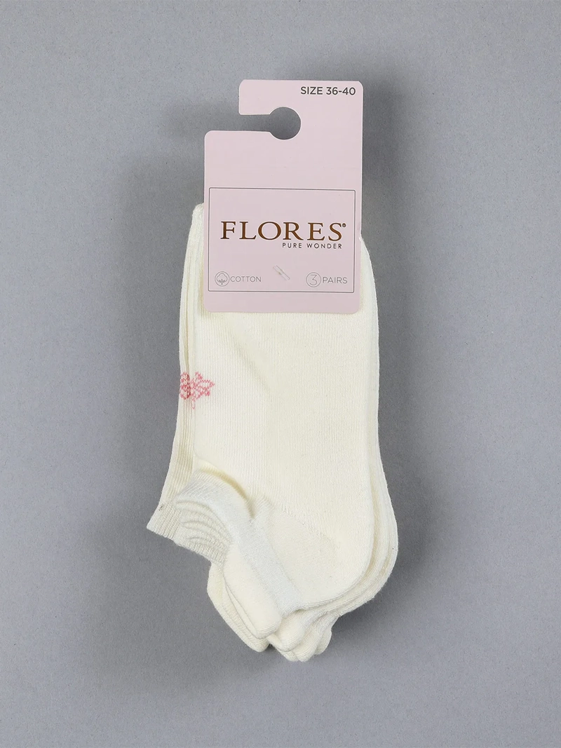 PACK X3 CALCETINES MUJER FLORES ALGODÓN CORTO - 2