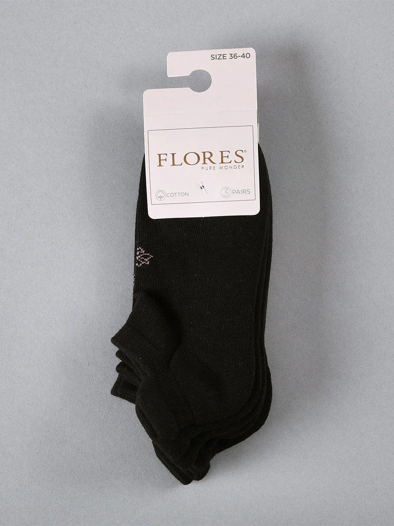 PACK X3 CALCETINES MUJER FLORES ALGODÓN CORTO - 2