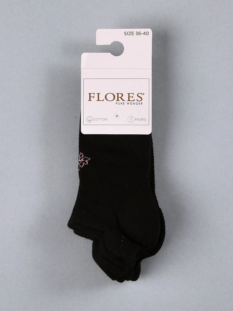 PACK X3 CALCETINES MUJER FLORES ALGODÓN CORTO - 2