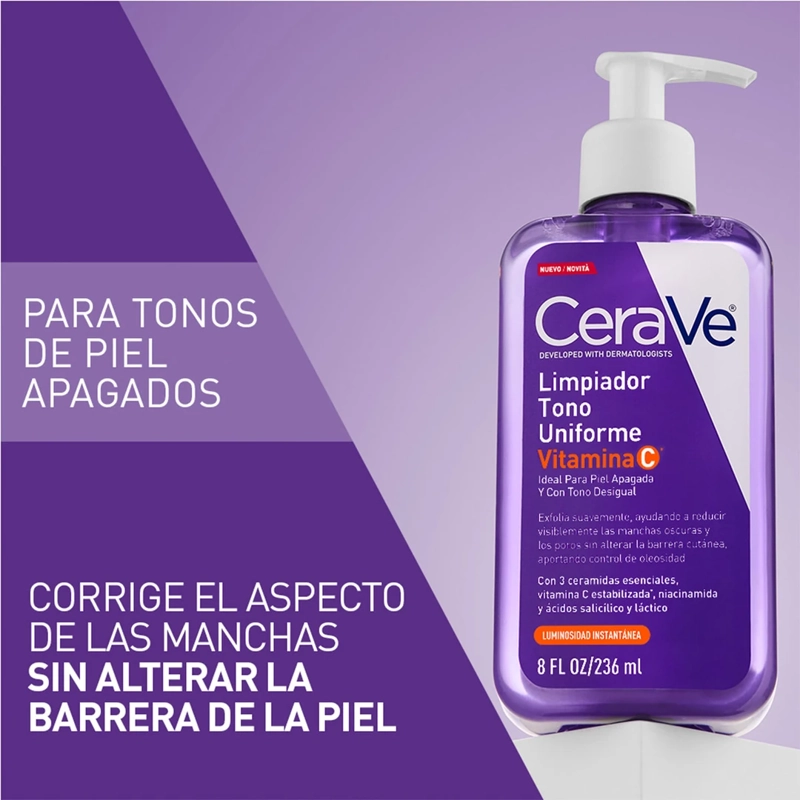 LIMPIADOR CERAVE TONO UNIFORME VITAMINA C 236ML - 2