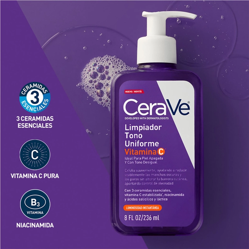 LIMPIADOR CERAVE TONO UNIFORME VITAMINA C 236ML - 4