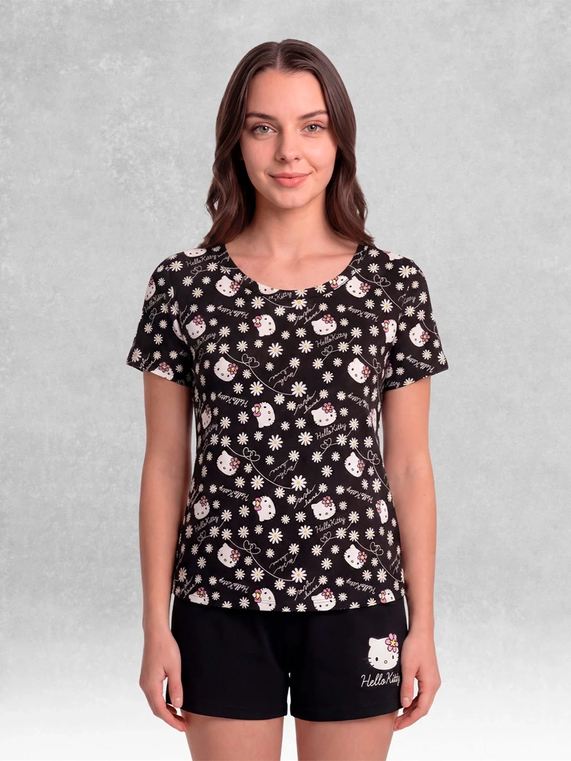 PIJAMA MUJER TOP ALGODÓN HELLO KITTY - 1