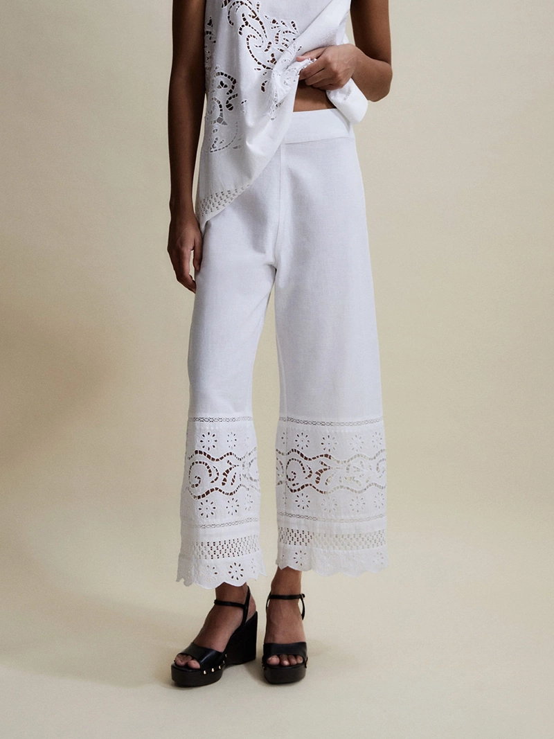 PANTALÓN MUJER SFERA ALGODÓN BORDADOS - 3