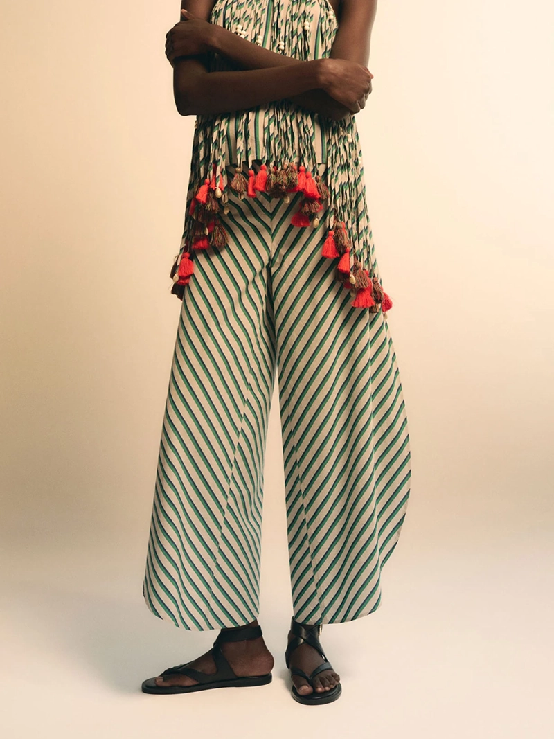 PANTALÓN MUJER SFERA ALGODÓN BALLOON RAYAS - 1