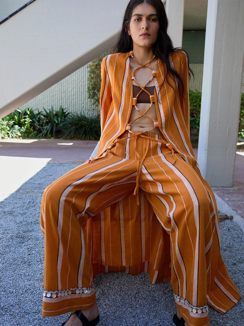 PANTALÓN MUJER SFERA ALGODÓN RAYAS - 1