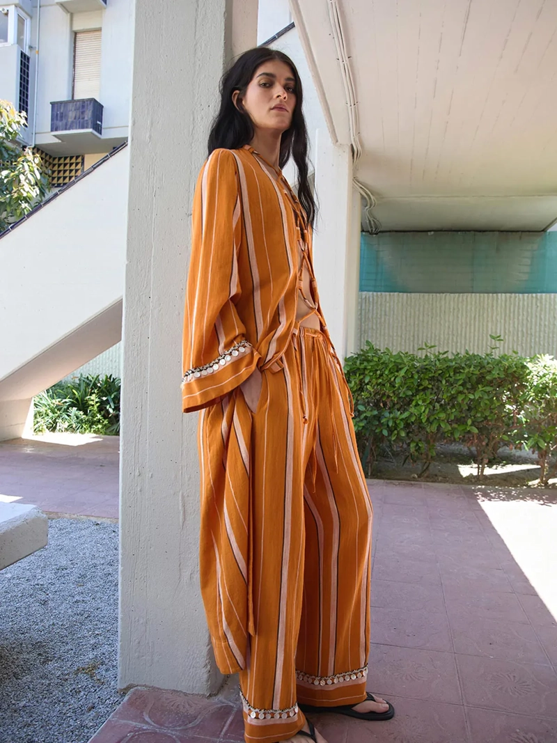 PANTALÓN MUJER SFERA ALGODÓN RAYAS - 2