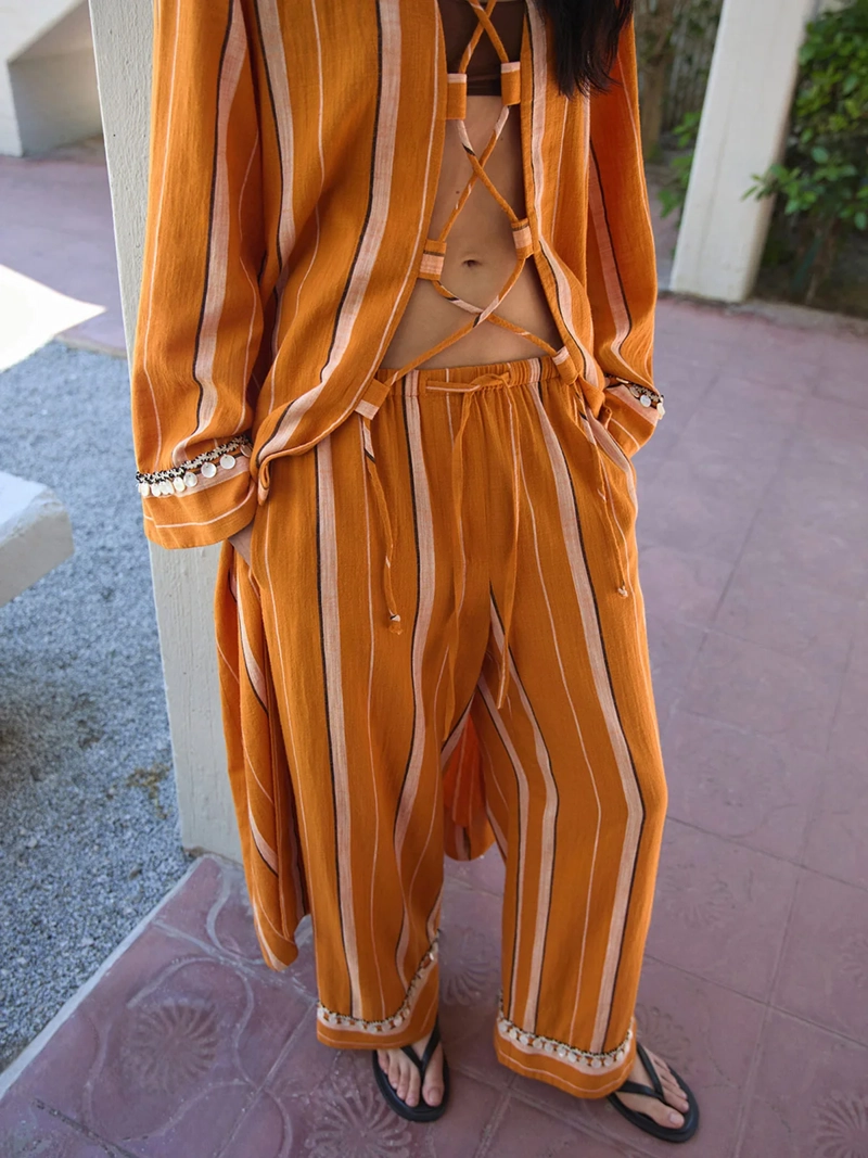 PANTALÓN MUJER SFERA ALGODÓN RAYAS - 3