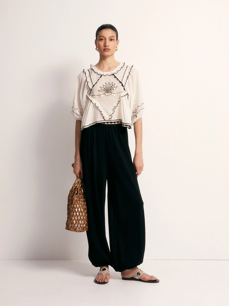 BLUSA MUJER SFERA ALGODÓN BORDADO - 1