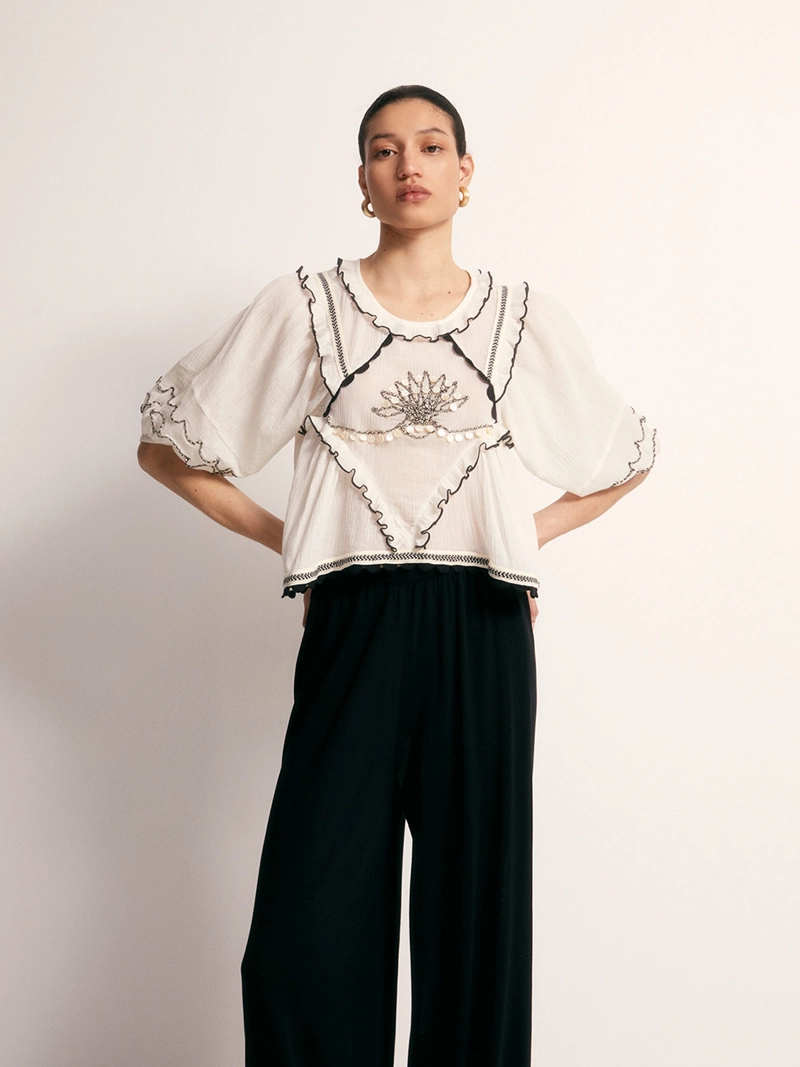 BLUSA MUJER SFERA ALGODÓN BORDADO - 2
