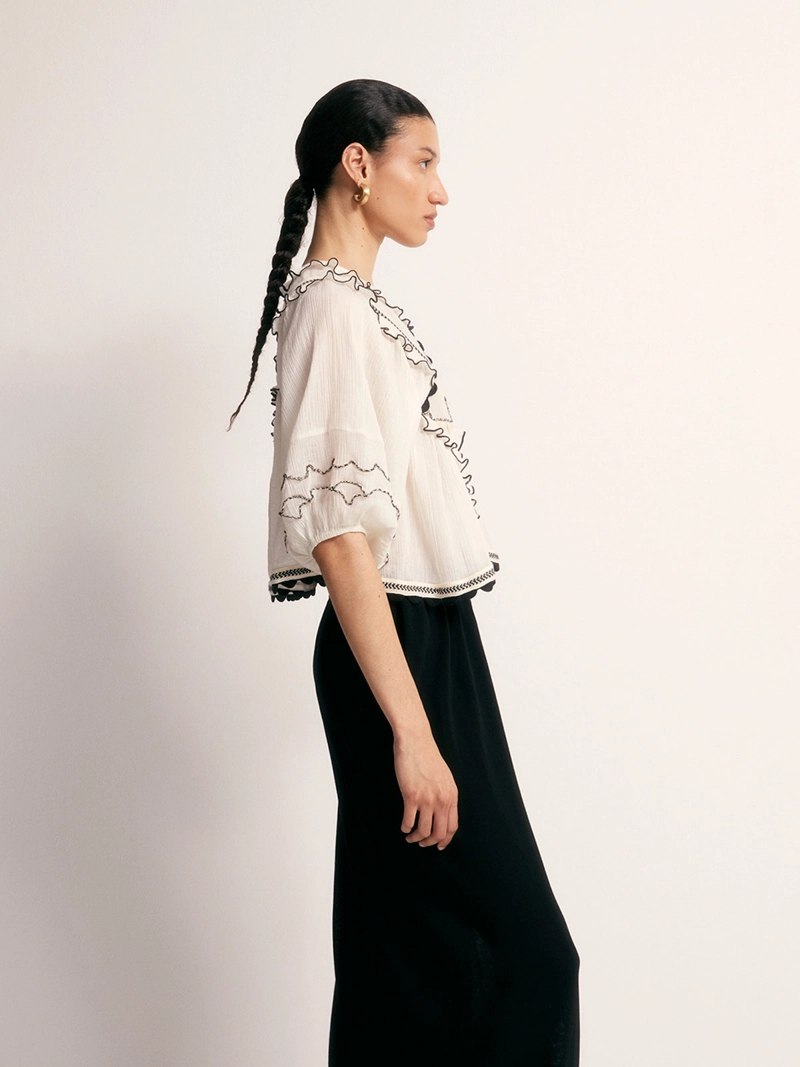 BLUSA MUJER SFERA ALGODÓN BORDADO - 3