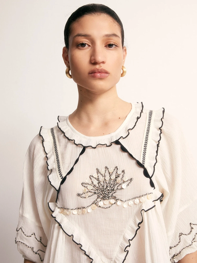 BLUSA MUJER SFERA ALGODÓN BORDADO - 5