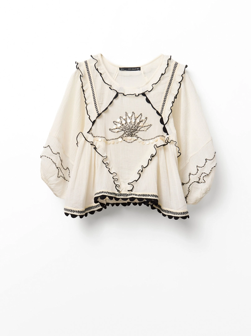 BLUSA MUJER SFERA ALGODÓN BORDADO - 6