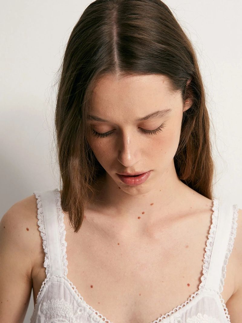 BLUSA MUJER SFERA ALGODÓN ENCAJE TIRAS - 4