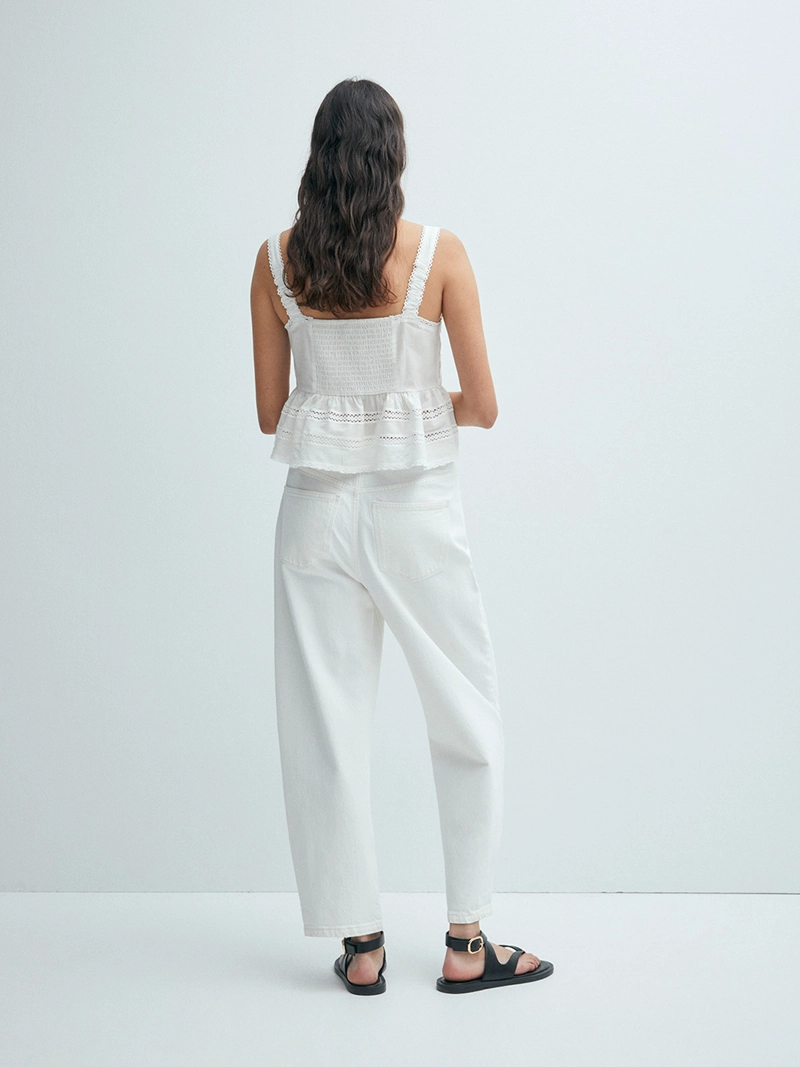 BLUSA MUJER SFERA ALGODÓN ENCAJE TIRAS - 6