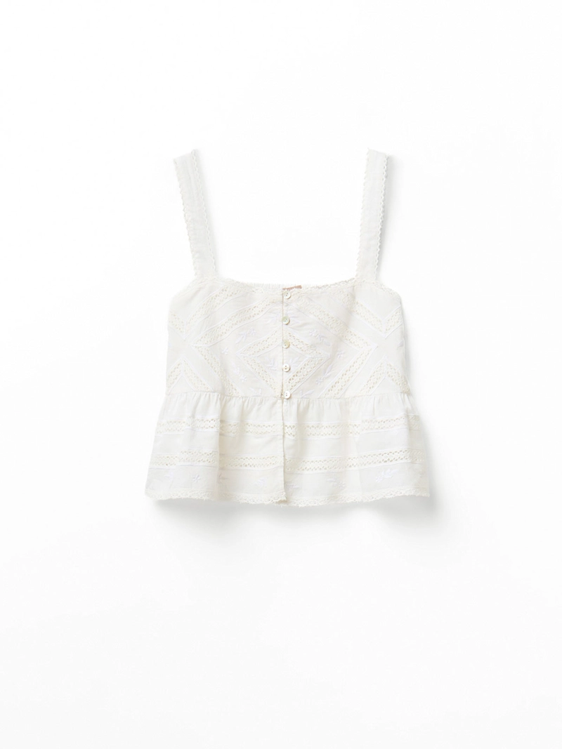 BLUSA MUJER SFERA ALGODÓN ENCAJE TIRAS - 8