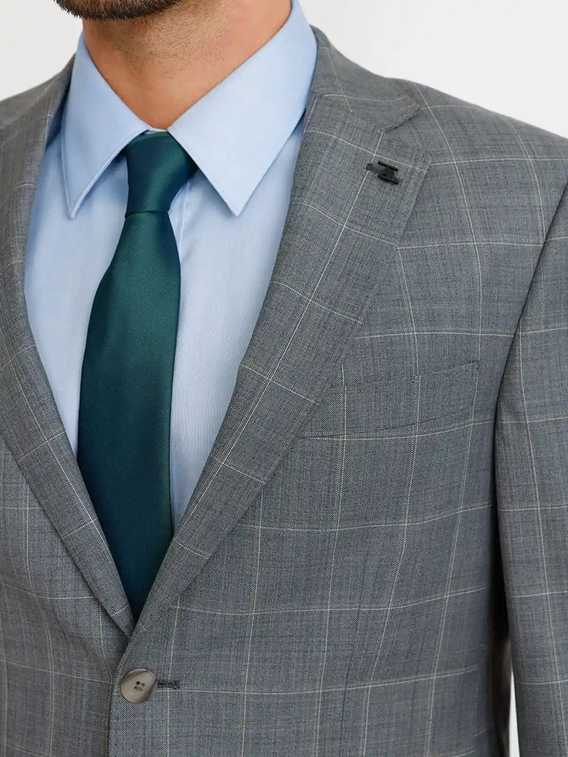 CHAQUETA HOMBRE TRIAL SLIM FIT MANGA LARGA EXECUTIVE FORMAL DISEÑO CUADROS - 3