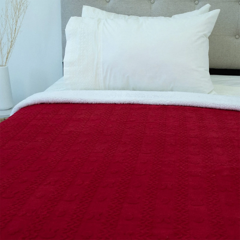 FRAZADA DORAL FLANEL OUT SHERPA 1.5 PLAZAS ROJO - 2